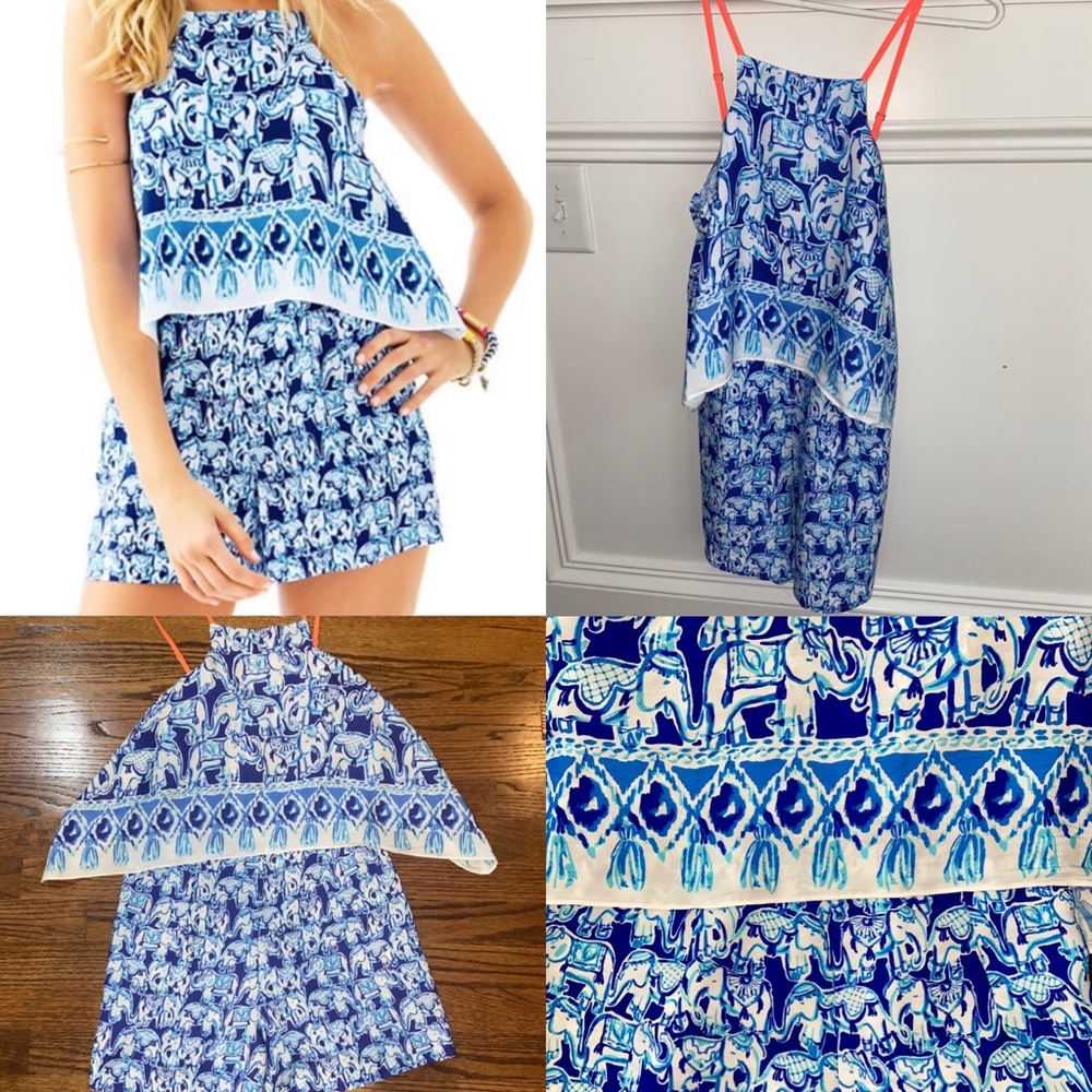 Lilly Pulitzer Celyn Elephant Romper Size 0 - Picture 2 of 8